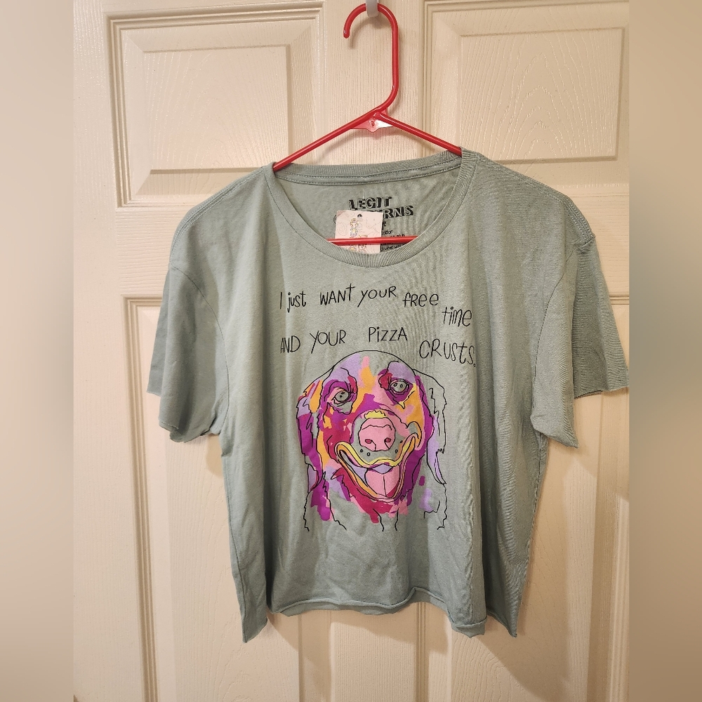 Green Crop Top With Vibrant Dog Print